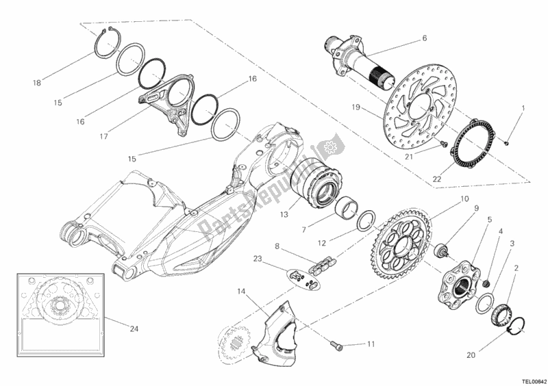 Todas as partes de Cubo, Roda Traseira do Ducati Diavel Carbon FL Thailand-Brasil 1200 2015